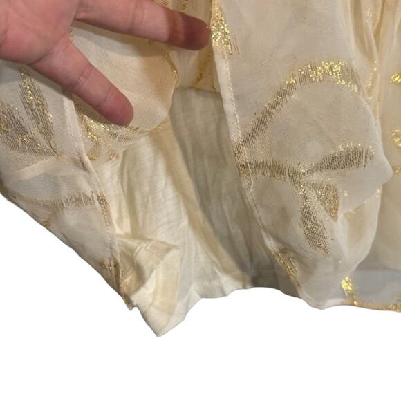 The Addison Story Anthro Cream & Gold Sleeveless Peplum Blouse Women Sz S - Picture 7 of 11